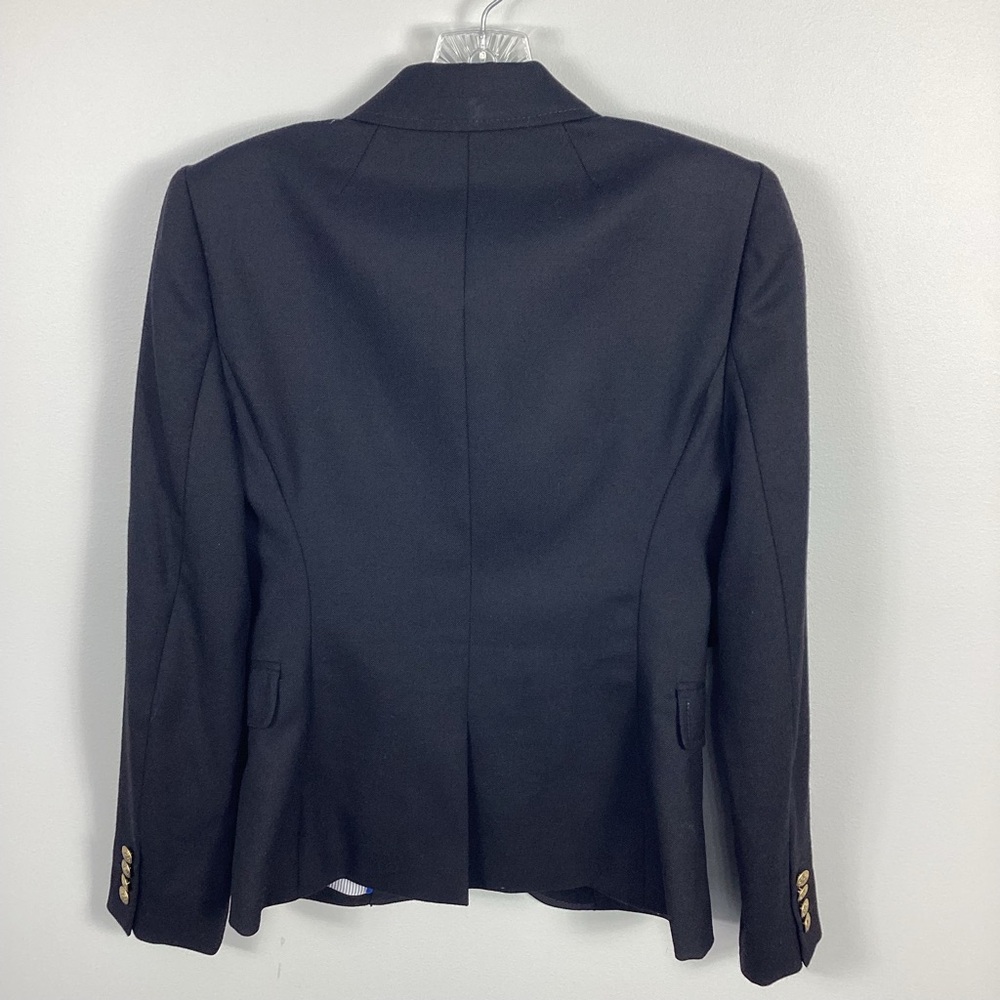 J. Crew SchoolBoy Black Blazer Jacket Gold Buttons Women’s Size 2 Academia Work - Picture 2 of 15